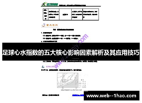 足球心水指数的五大核心影响因素解析及其应用技巧