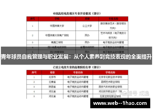 青年球员自我管理与职业发展：从个人素养到竞技表现的全面提升