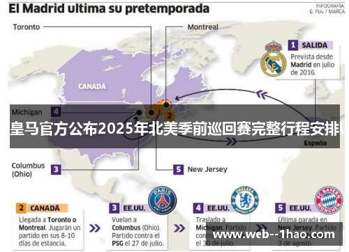 皇马官方公布2025年北美季前巡回赛完整行程安排